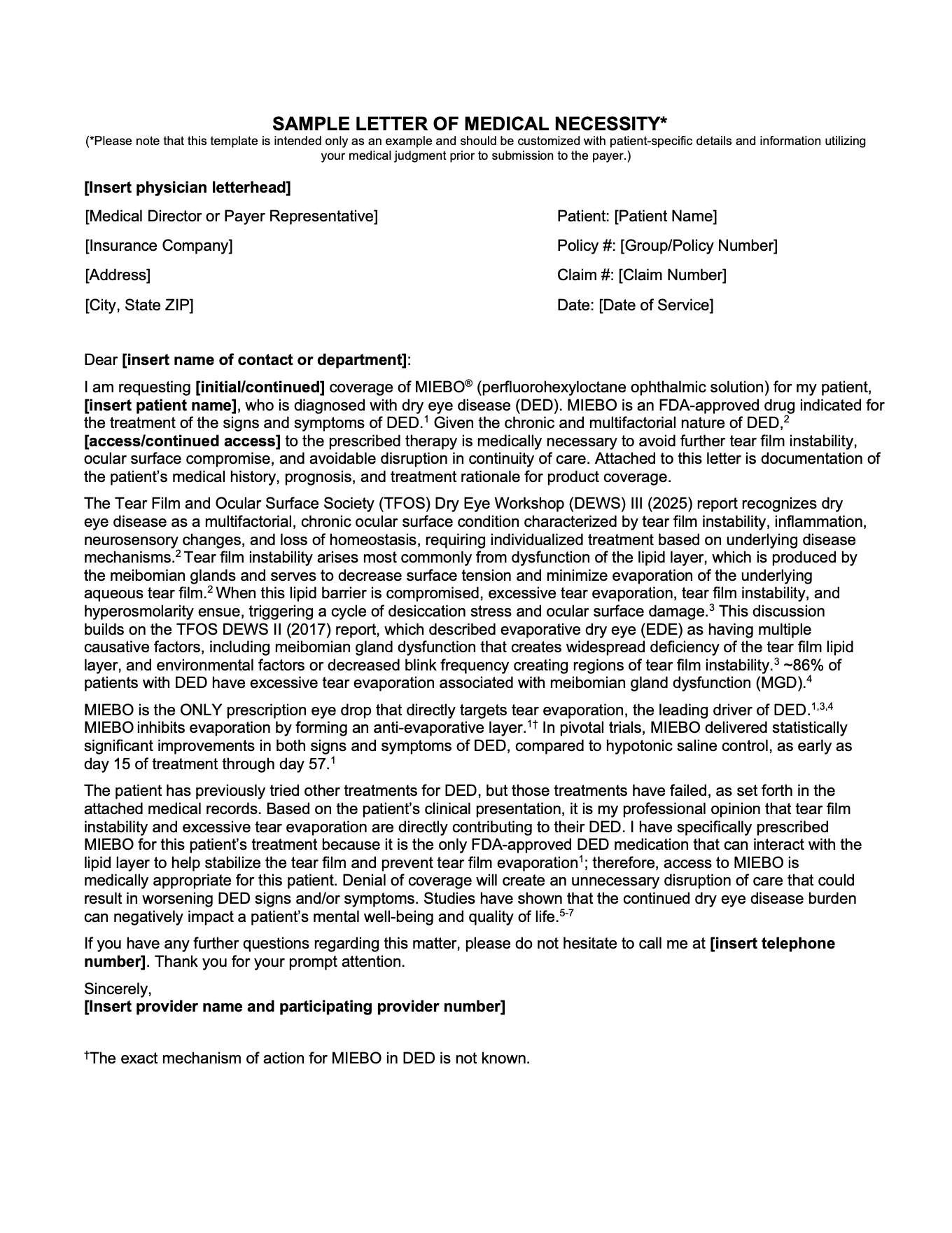 Image of MIEBO Prior Authorization (PA) Checklist